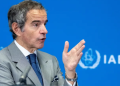Rafael Grossi addresses a news conference at the agency’s headquarters in Vienna, Austria