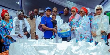 First Lady, Senator Remi Tinubu with Governor Bassey Otu launching food intervention scheme in Calabar.