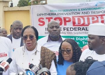 FCTA Mandate Secretary, Dr Adedolapo Fasawe takes sensitisation again diphtheria to Karshi Community