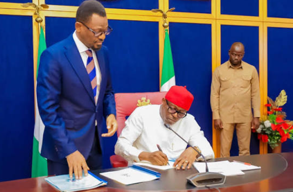 Rivers State Governor, Sir Siminalayi Fubara signs the 2026 State Appropriation Bill into law at the Government House in Port Harcourt, pledging to prioritize the welfare and development of residents.
