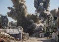 Smoke rises following an Israeli airstrike in the Sheikh Radwan neighborhood, northwest Gaza City