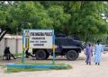 Borno State Police Command headquarters in Maiduguri, where five men face charges over T-shirts bearing the inscription “Tinubu Must Go.”