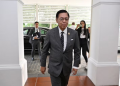 Thailand’s Foreign Minister Sihasak Phuangketkeow arrives for a meeting with his Cambodian counterpart Prak Sokhonn in Singapore as both countries begin UN-backed talks to resolve their long-running maritime boundary dispute.