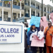 The Protest in front of KING'S COLLEGE campus