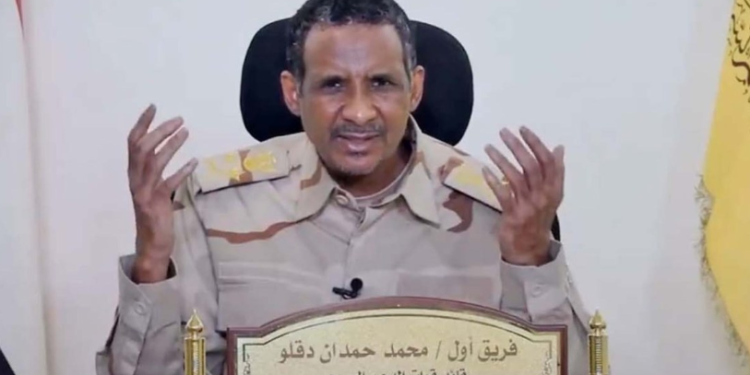 Lieutenant General Mohamed Hamdan Dagalo, commander of Sudan’s paramilitary Rapid Support Forces whose forces release journalists after months of detention in South Darfur
