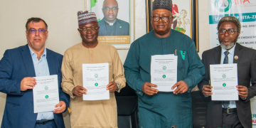 Officials of the Benue State Government and Rexzodeneh Group Limited during the signing of the Public-Private Partnership concession agreement for the establishment of the National Food City Complex in Otukpo, Benue State.