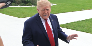US President Donald Trump speaks to reporters outside the White House as Iran’s proposal to reopen the Strait of Hormuz within seven days faces rejection from Washington.