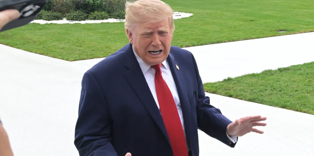 US President Donald Trump speaks to reporters outside the White House as Iran’s proposal to reopen the Strait of Hormuz within seven days faces rejection from Washington.