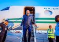 Caption: Vice President Kashim Shettima returns to Nigeria after attending UNGA81 in New York. Alt text: Kashim Shettima returns to Nigeria after representing President Bola Tinubu at the 81st United Nations General Assembly in New York.