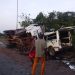 A container truck overturns onto a passenger bus in a fatal crash on Berger Bridge along the Ibeju-Lekki Expressway in Lagos.