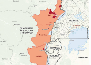 Areas affected by Ebola outbreak in DRC