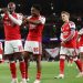 Arsenal players on the pitch during their 3-0 Champions League win over Lille.