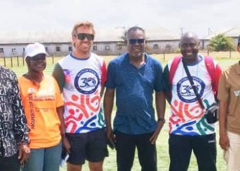 FC Barcelona officials and Bayelsa Starlets representatives during an inspection of the academy facility in Yenagoa.