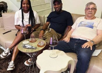 Former Super Eagles captain Jay-Jay Okocha hosted former coach Clemens Westerhof at his Lagos residence in August last year. Photo credit: TheCable.