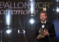 Harry Kane holds the Ballon d’Or trophy after winning the 2026 men’s award at the ceremony in London on October 26.