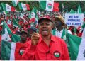 Nigerian workers and labour union members protesting over economic hardship, wages and rising living costs.