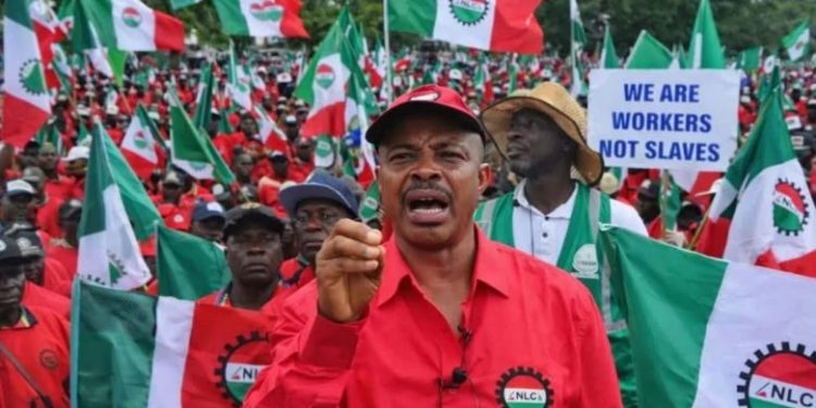 Nigerian workers and labour union members protesting over economic hardship, wages and rising living costs.