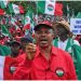 Nigerian workers and labour union members protesting over economic hardship, wages and rising living costs.