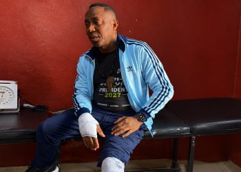 Omoyele Sowore with bandages following an incident in Ado-Ekiti.