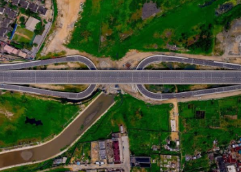 Ariel view of the Opebi-Mende link bridge