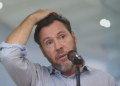 Spain's transport minister, Oscar Puente, speaking at a news conference regarding the Toldo train collision