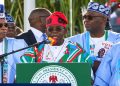 Bola Tinubu addresses supporters at the APC presidential campaign flag-off rally in Kaduna, where he blames opposition leaders for Nigeria’s hunger and poverty.( Photo credit:)