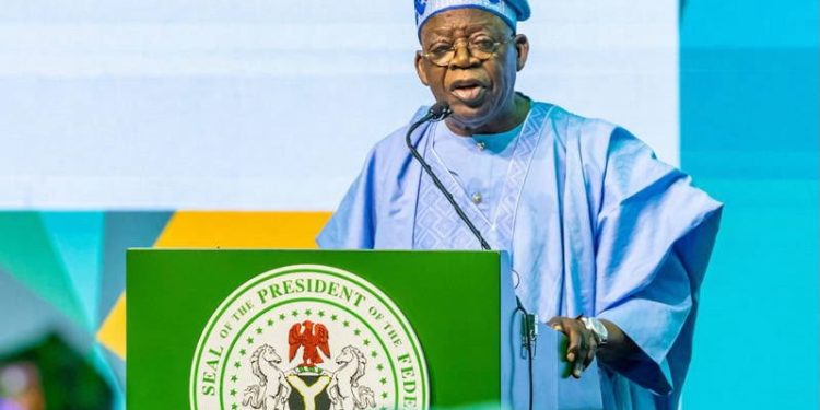 President Bola Tinubu speaks during the inauguration of the APC Presidential Campaign Council in Abuja.