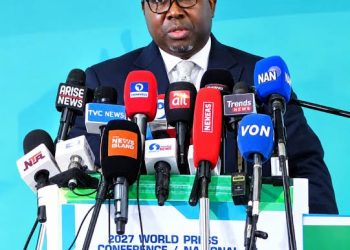 Prof Amupitan at INEC World Press Conference