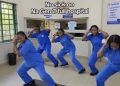 A screenshot of the nursing students in the viral video