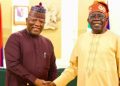 President Bola Tinubu with his campaign coordinator, Abdulaziz Yari at the Presidential Villa on Friday.