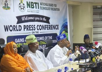 NBTI DG, Dr. Kazeem Kolawole Raji presents NextGen Innovation Challenge 2026 outside.