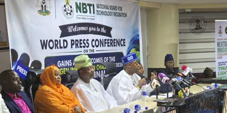 NBTI DG, Dr. Kazeem Kolawole Raji presents NextGen Innovation Challenge 2026 outside.