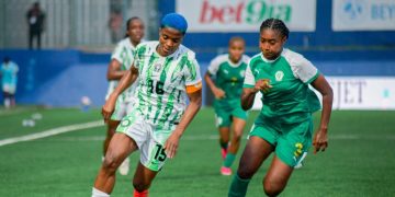Nigeria’s Rasheedat Ajibade plays for the Super Falcons during their 2028 Olympic qualifying campaign.