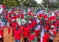 Members of the Nigeria Labour Congress and Trade Union Congress during a previous protest, as the unions warn of possible nationwide industrial action over petrol prices, minimum wage and other workers’ demands.